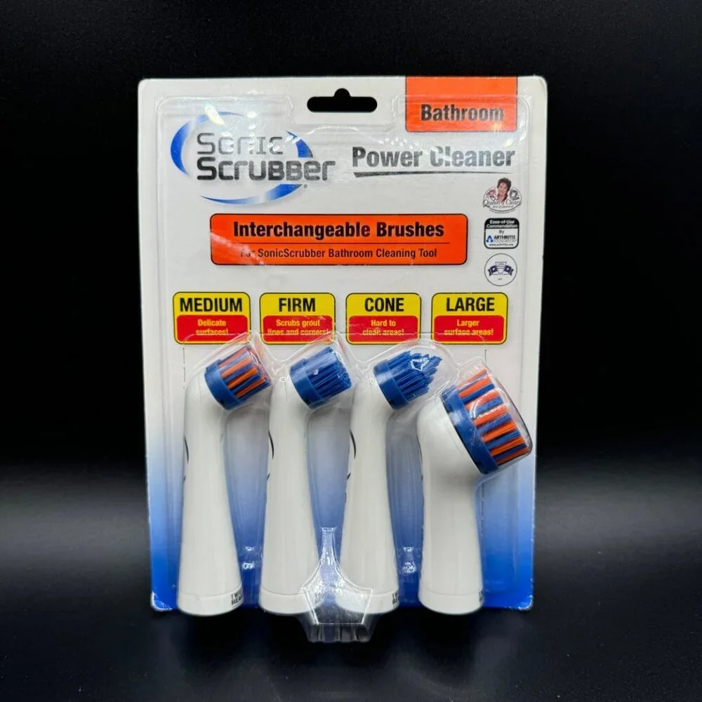NEW SONIC SCRUBBER BATHROOM POWER CLEANER INTERCHANGEABLE BRUSHES 2 sets